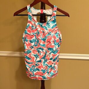 L.L. Bean Coral and Teal Women's Swim Tankini Top